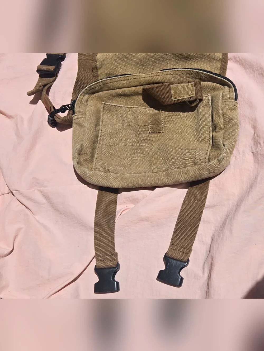 Canvas Dog Harness/Leash Pack in Tan
